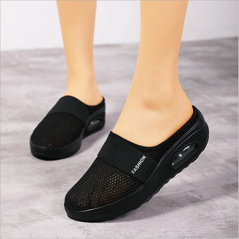

Women's Shoes 2022 Summer European and American New Products Women's Slippers Baotou Large Size Thick Bottom Half Drag Women