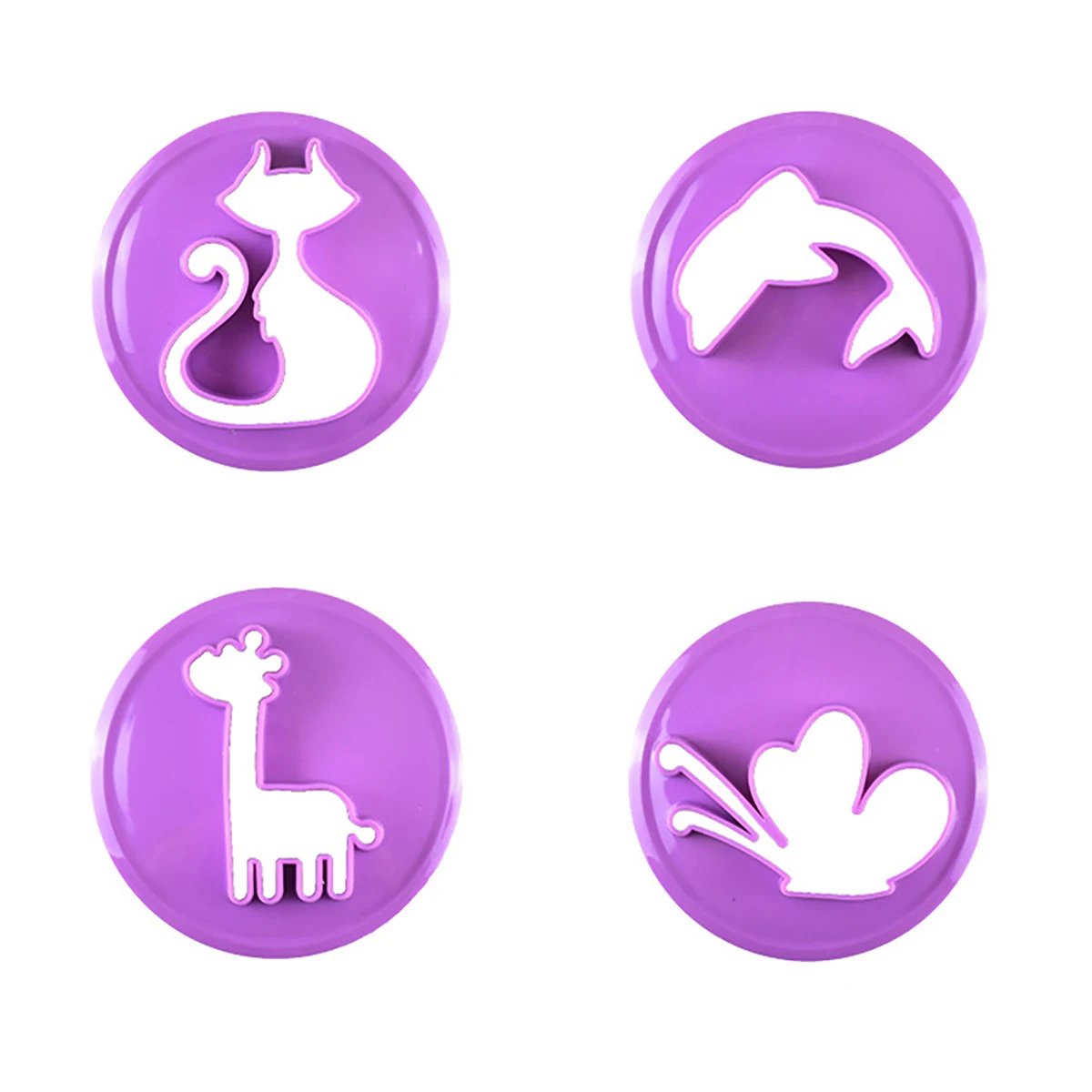 

4Pcs Cat Butterfly Giraffe Dolphin Fondant Biscuits Printing Mold Wedding Cake Decoration Template Baking Tools Kitchen Supplie