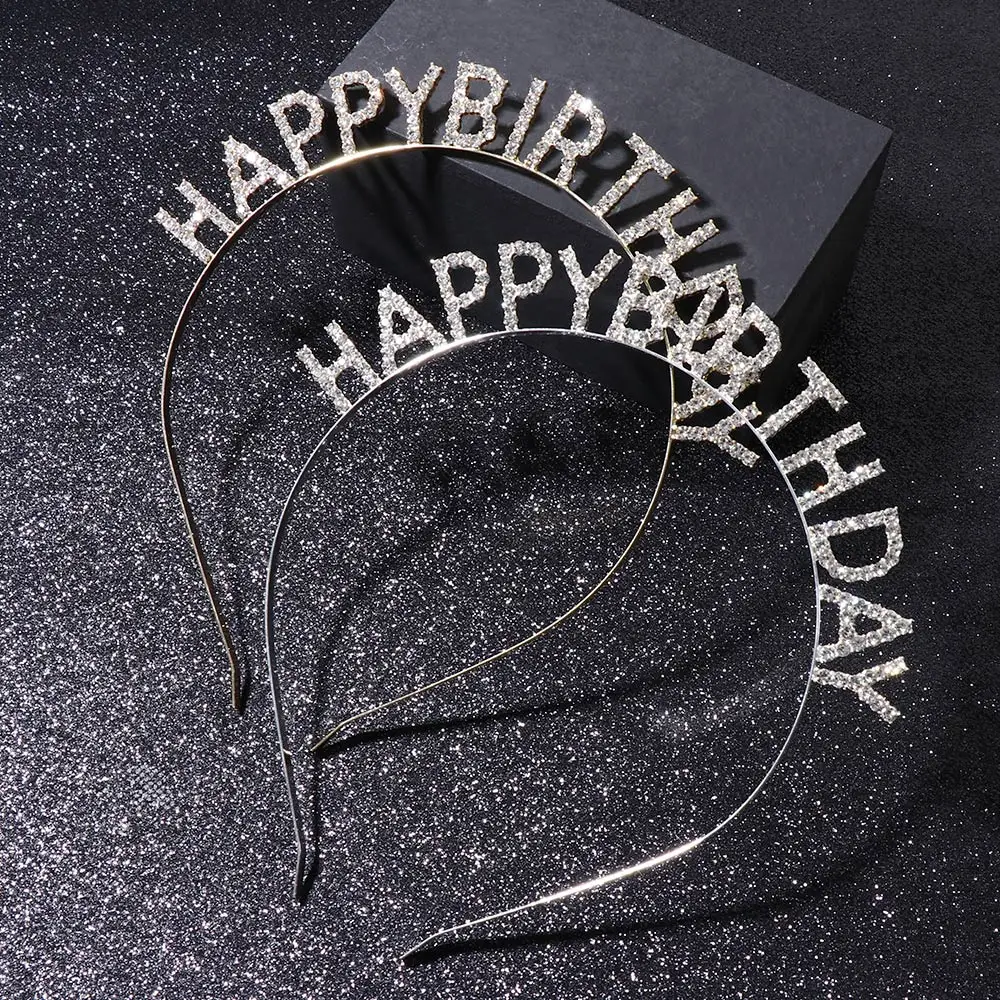 

Happy Birthday Crown Rhinestone Letter Headband Birthday Hat Birthday Decoration Headband Diamond Headband