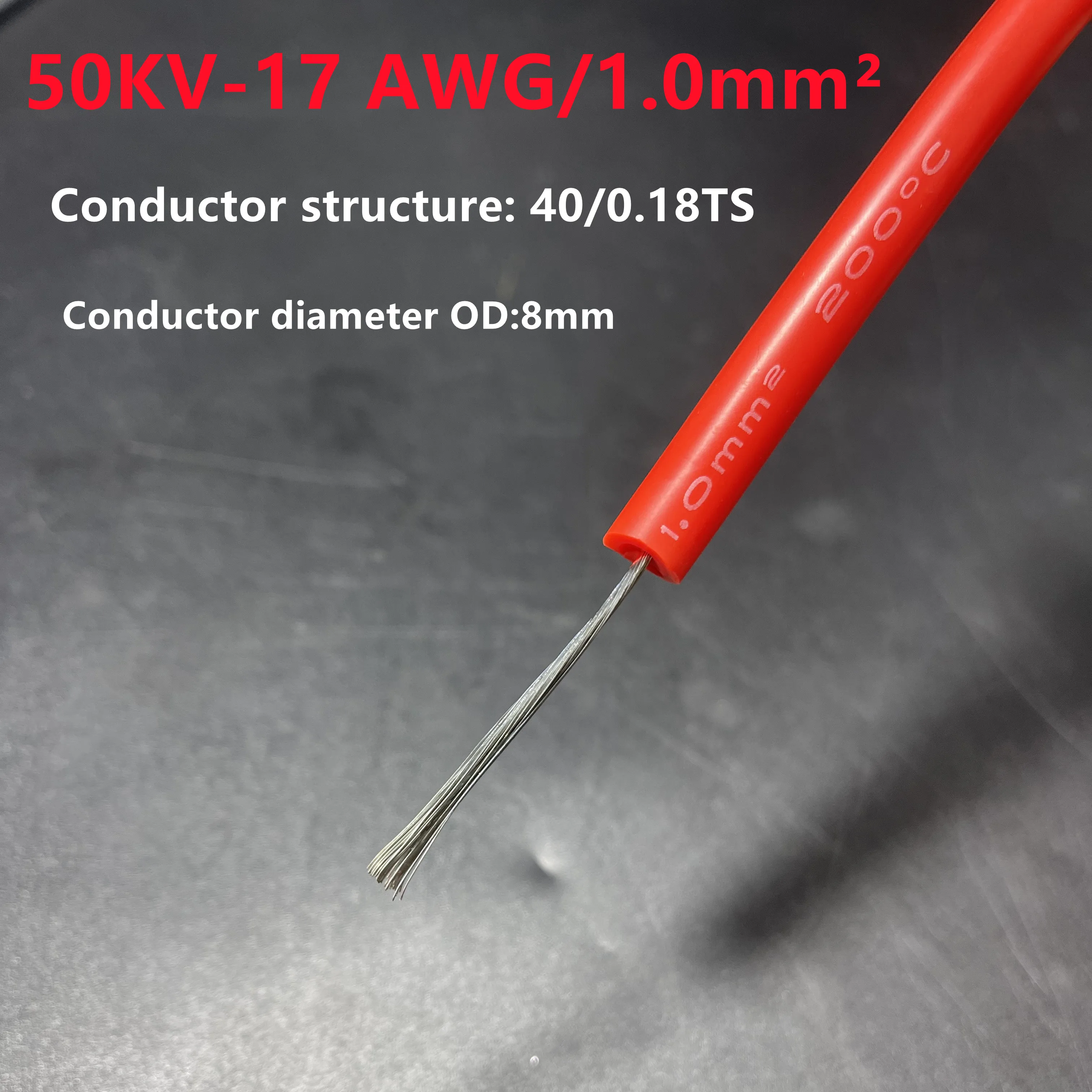 

Силиконовый высоковольтный кабель 50 кВ 17 15 9 13AWG/2,5 мм DC
