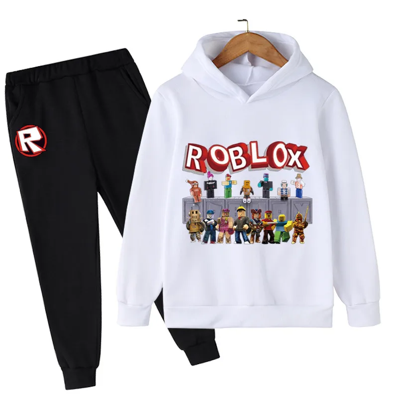 

Толстовка и штаны Game Robloxing, комплект из двух предметов, детская одежда с мультипликационным рисунком из мультфильма для девочек 4-14 лет, спор...