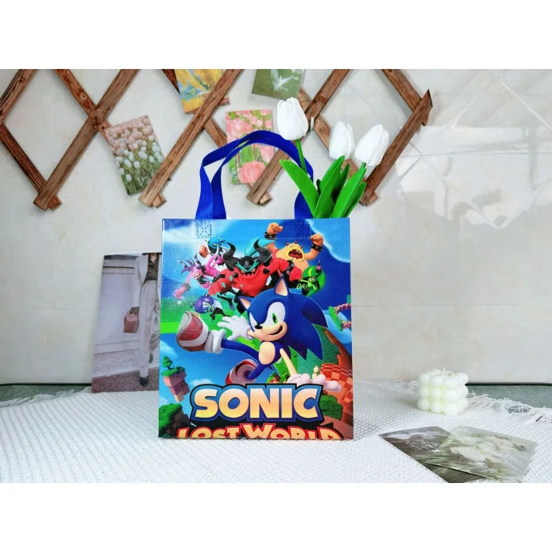 

Sonic The Hedgehog Gift Bag Cartoon High-value Creative Peripheral Students Fashion Non-woven Double-sided Portable Shopping Bag