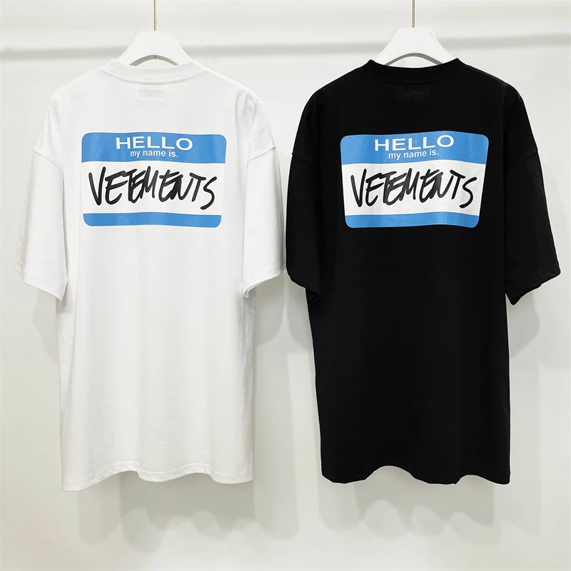 

2023ss Hello My Name Is Vetements T-Shirt Men Women 1:1 High Quality Oversized Blue Printing T Shirt Tops Tee VTM