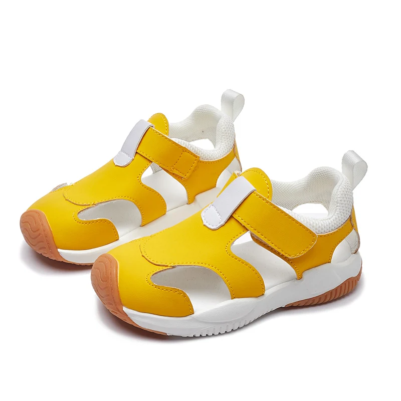 

Children Sandals Girls Closed Toe T-strap Yellow Boys 2022 New Kids Shoes Summer Footwear For Running Sport Antislip Durable SQ