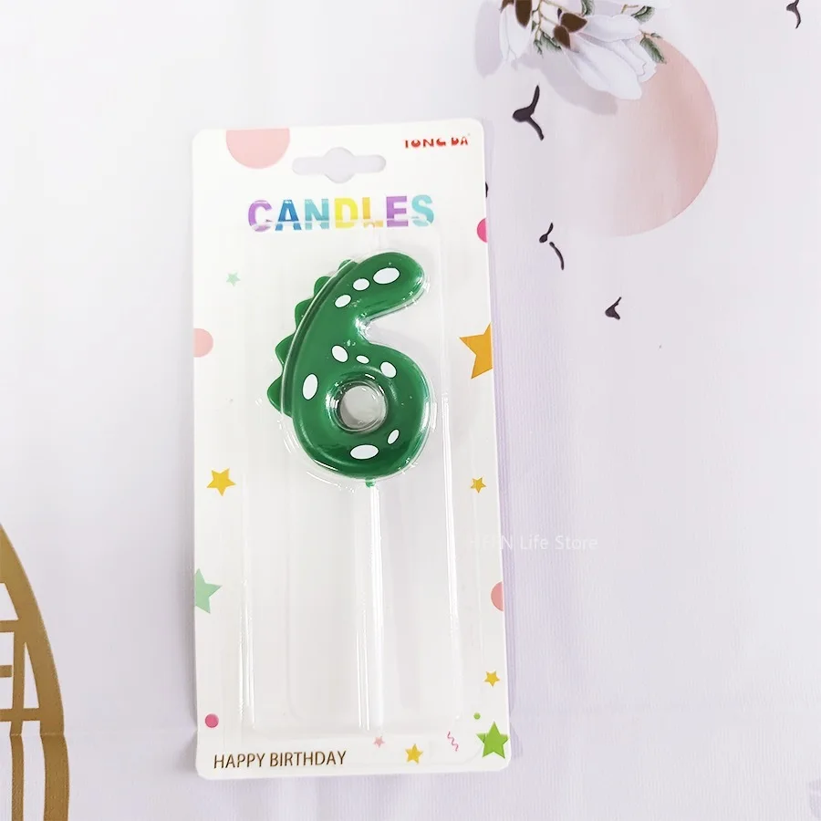 

MOONBIFFY Зелёная свеча с динозаврами 0-9