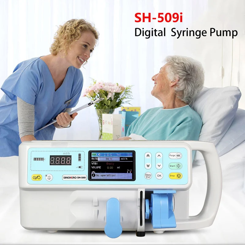 

Портативный цифровой шприцевой насос Sinohero, одноканальный медицинский инфузионный насос в реальном времени с ЖК-дисплеем
