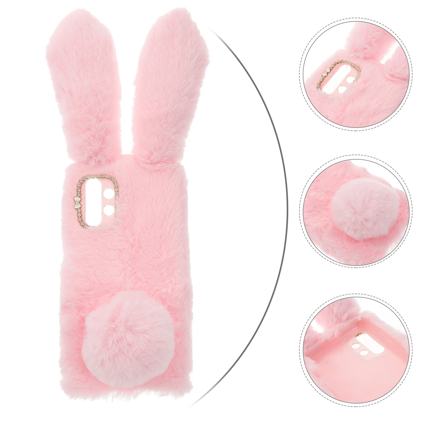 

Cover Case Fluffy Protector Decorative Shell Holder Soft Furry Rabbit Cases