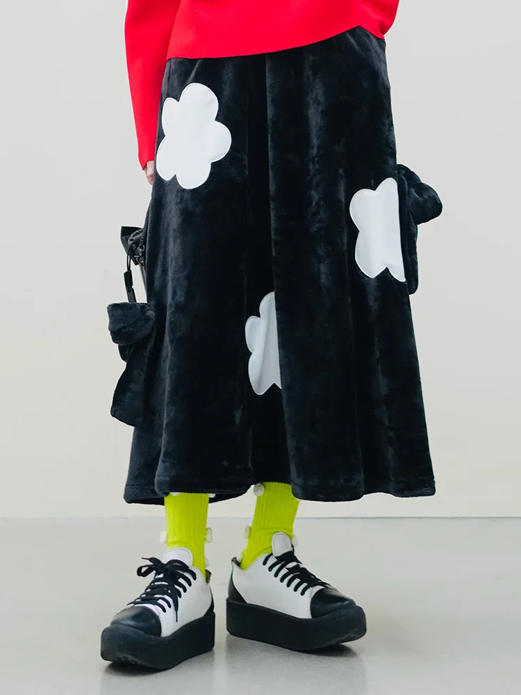 

Оригинальная бархатная юбка Imakokoni с большим цветочным узором сохраняет тепло