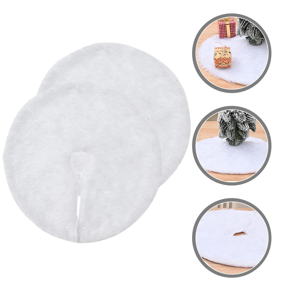 

Mini Christmas Tree Skirt White Tree Mat Faux Fur Plush Xmas Tree Skirt Holiday Tree Rugs Carpet Ornaments Christmas