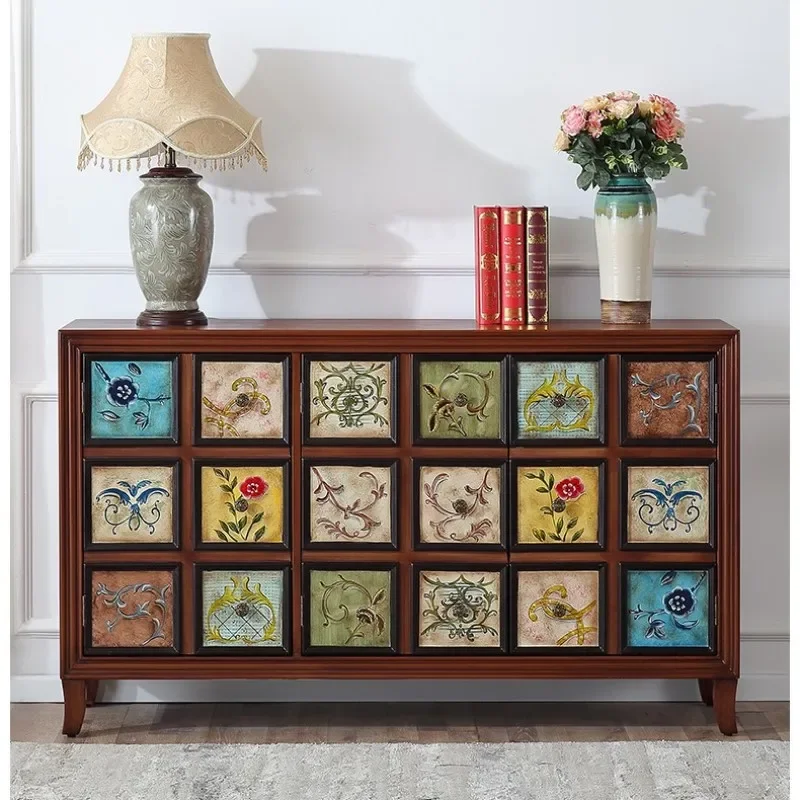 Боковой сервант Шкафы для гостиной Комодный шкафчик Кухонная витрина из массива