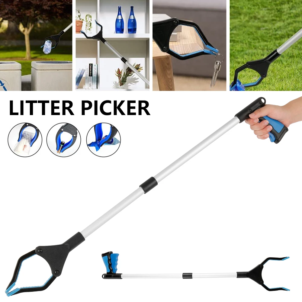 Foldable Litter Picker Reachers Garbage Pickup Long Hand Held Plastic Pick Up Tools Collapsible Gripper Extender Grabber Pickers