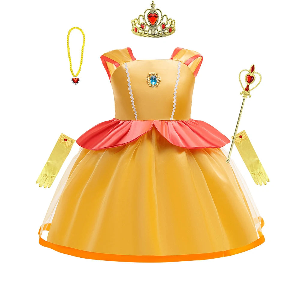 Детское Желтое Кружевное Платье Принцессы Для Косплея Милое Вечернее