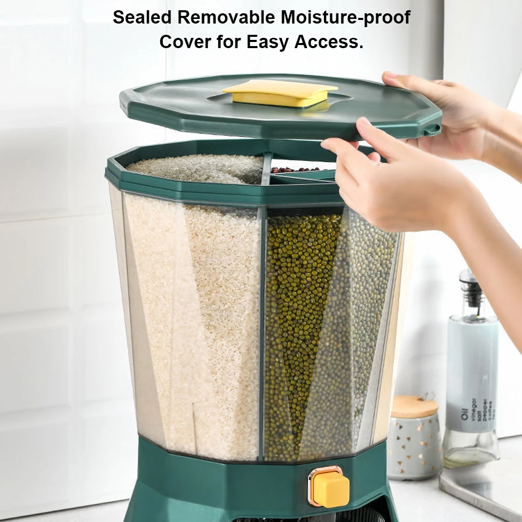 

Контейнер для зерна, Кухонный Контейнер для хранения с крышкой, пластиковый 4-х сеточный диспенсер для хлопьев, органайзер-ведро с мерной ча...
