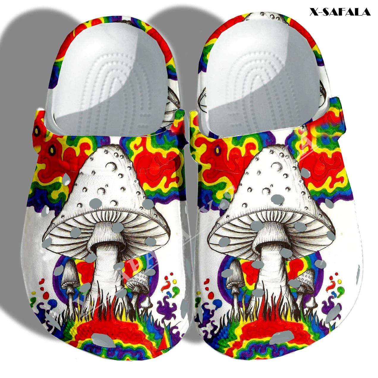 

Trippy Psychedelic Mushroom Fungus 3D Printed Men Female Classic Beach Clogs Slippers Shoes Medical EVA Customizable With Charms
