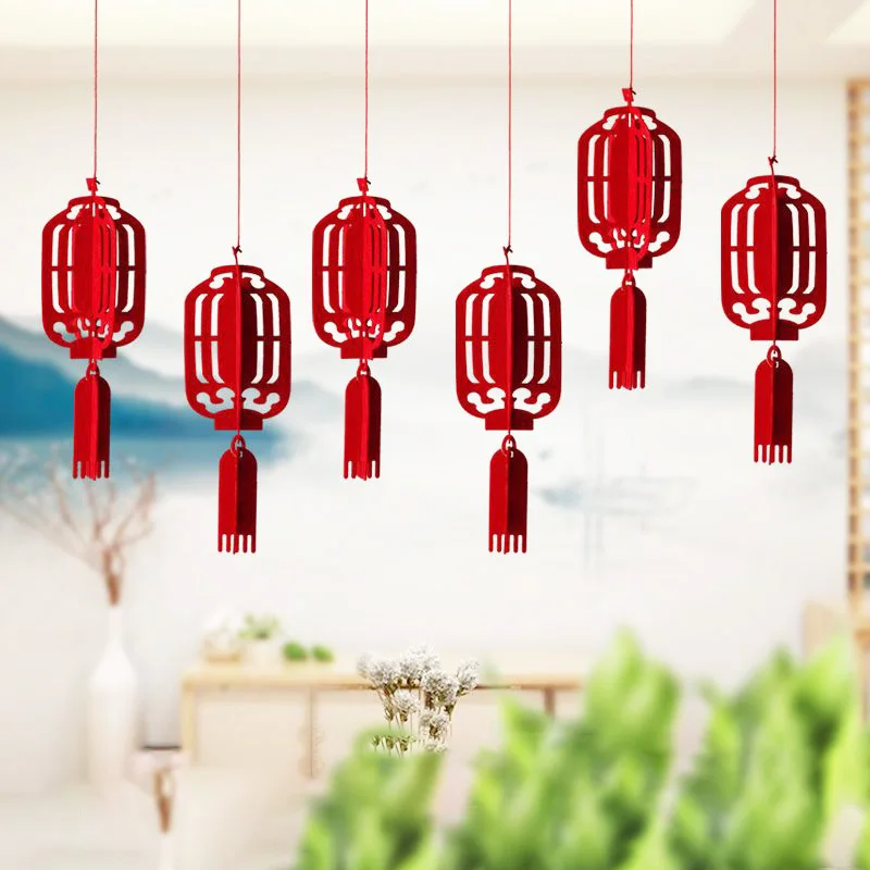 

6Pcs Fashion 3D Pendant Fortune Hanging Spring Festival Lantern Decor Dragon Year Chinese Style