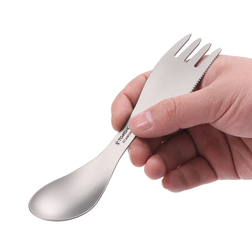 

TOMSHOO 3 в 1 титановая вилка Spork резак для ложек портативные уличные столовые приборы посуда для кемпинга пешего туризма альпинизма пикника