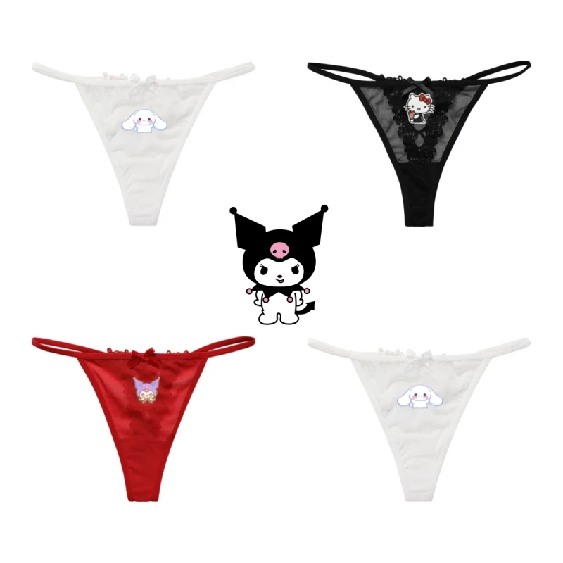 

New Kawaii Anime Hello Kitty Underwear Thong Cute Cartoon Sexy Thin Ribbon Funny Sports Lace Large Skin Friendly Sterile Panties