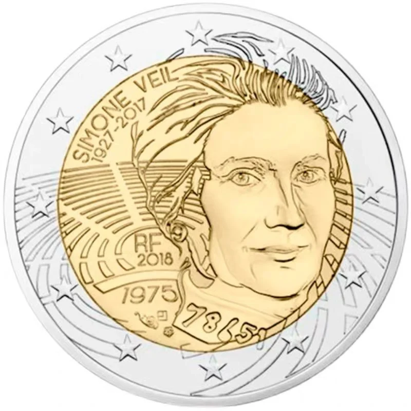 

France's 90 Th Anniversary of Simone Wai's Birth 2018 2 Euro Bimetal Commemorative Coin UNC Original