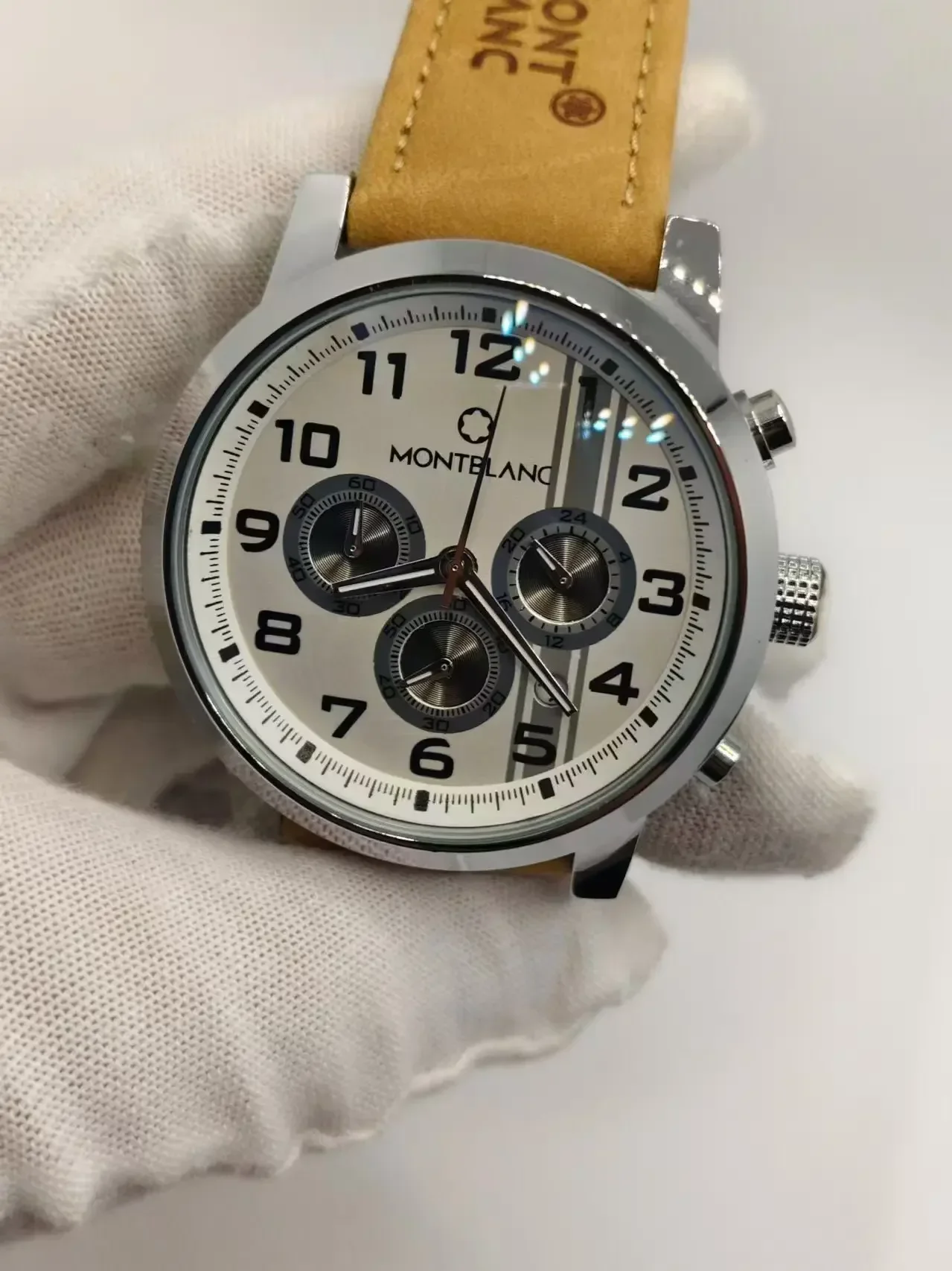 Montblanc-44 мм Мужские кварцевые часы с функцией гоночного хронографа все руки