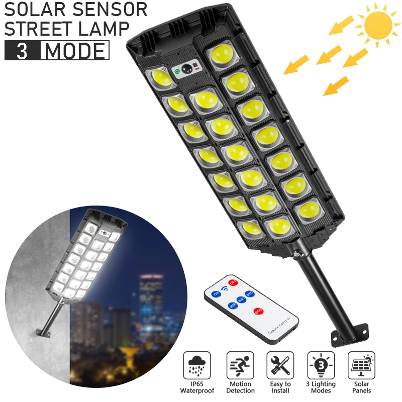 

Уличные светодиодные фонари на солнечной батарее, водонепроницаемый уличный светильник с 3 датчиками движения, охранное освещение для сада...