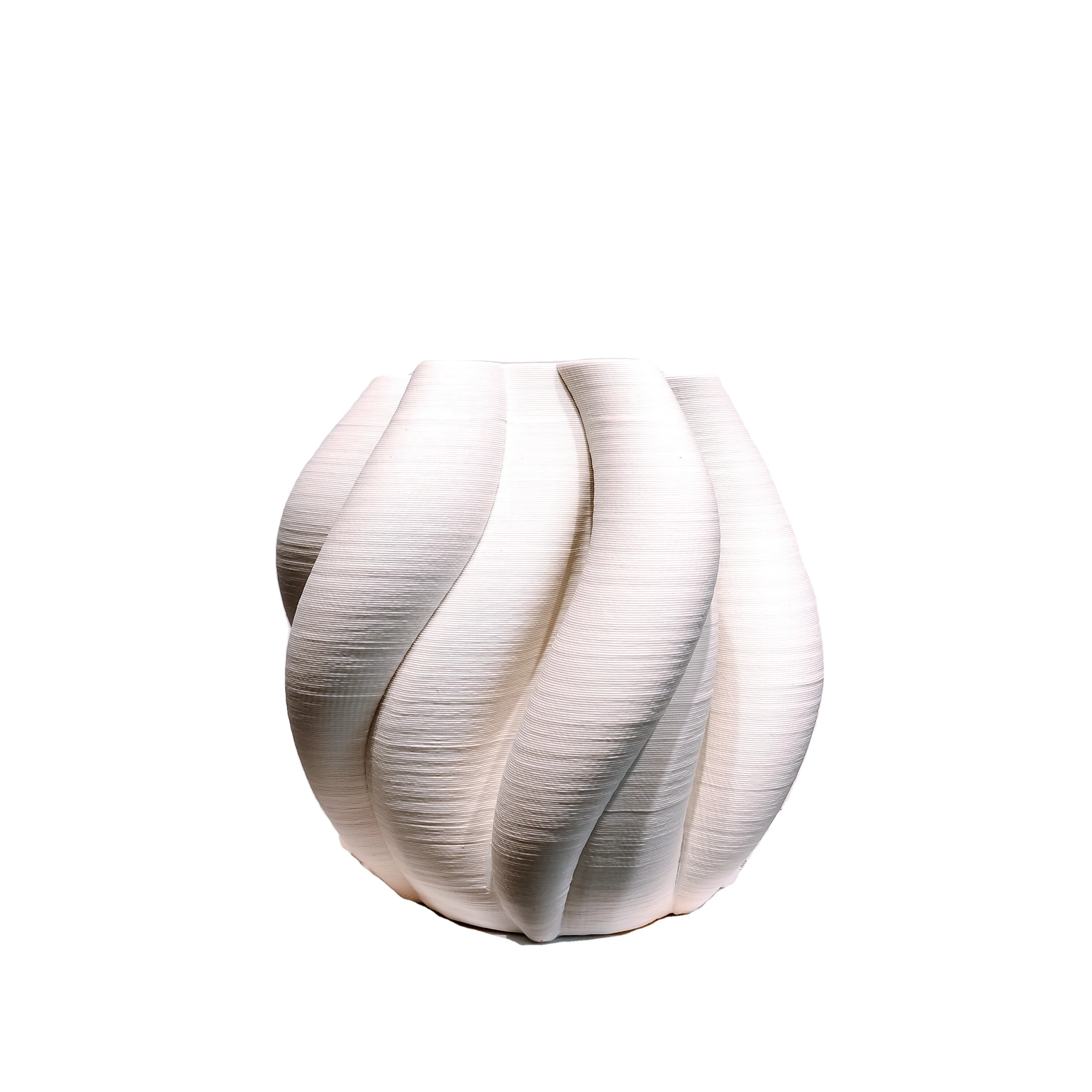 

Modern Minimalist 3D Printing Technology Handmade Indoor Ceramic 3D Glazed Ceramic White Circular Vase