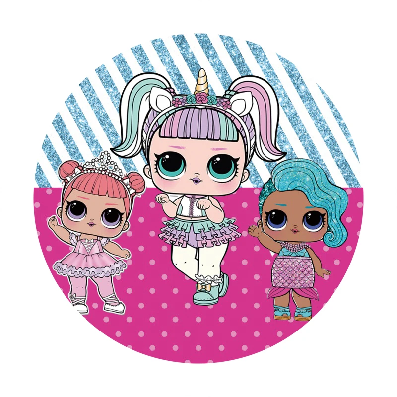 

Мультфильм розовая девочка Эластичный Круг Круглый фон детский день рождения украшение декор Фотография фон для фотостудии