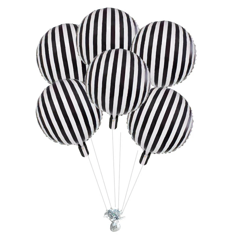 

6Pcs 18 Inch Black And White Racing Foil Balloon Sports Event Round Helium Balloon Birthday Checkered Racing Theme Party