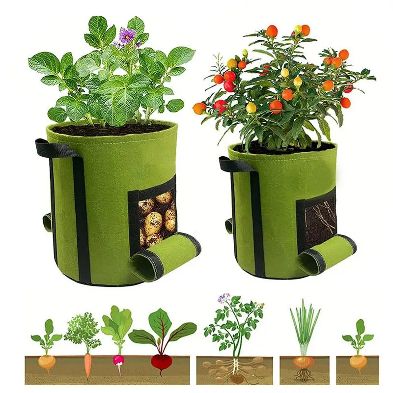 

1pcs Grow Bags Vegetable Planter Growing Bag Outdoor Garden 7/10 Gallon Potato Grow Bag With 2 Access Flaps Heavy Duty Grow Bag