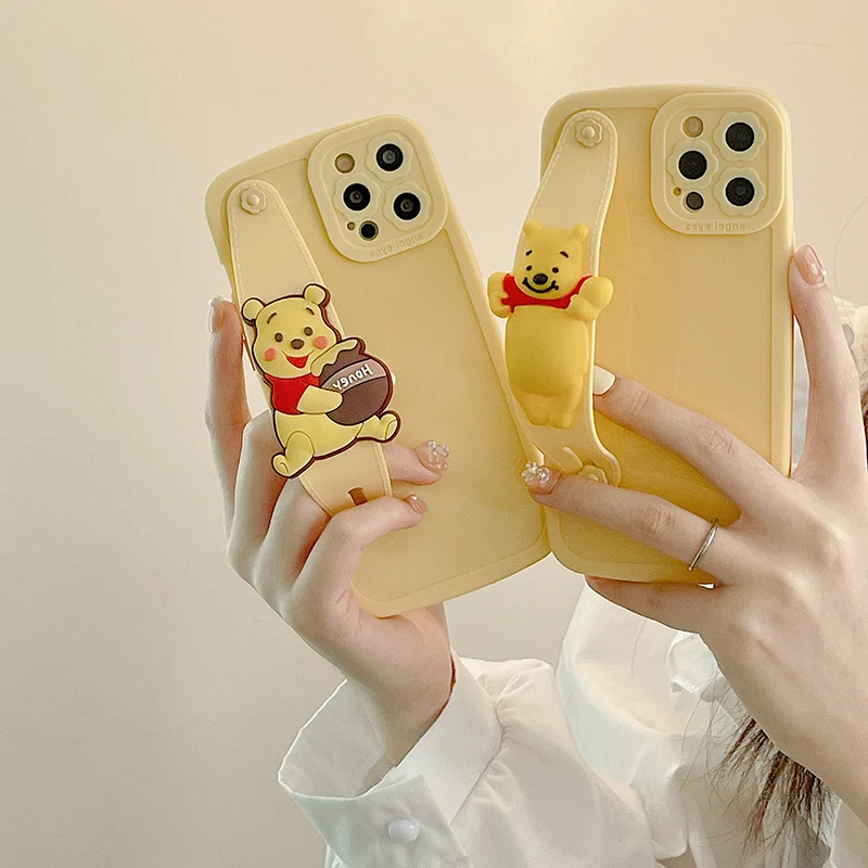 

Disney Winnie the Pooh Wristband Phone Case for iPhone 12 13 pro XS MAX X XR Cover
