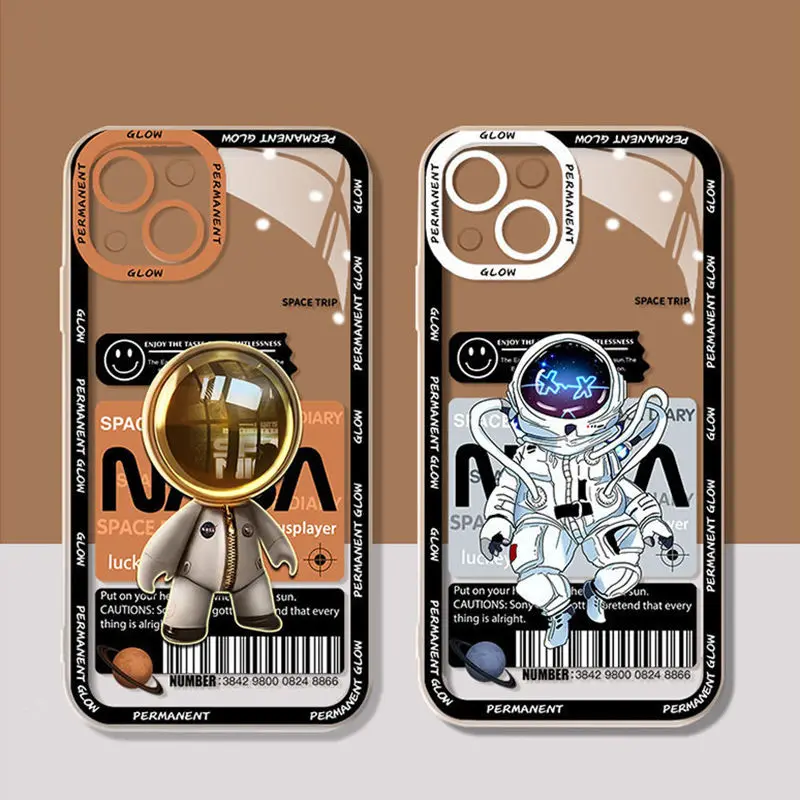 

Bandai Disney Cartoon Astronaut Transparent Phone Case for Iphone 13 12 11 Pro Mini XS MAX 8 7 Plus X XR Silicone Soft Cover New