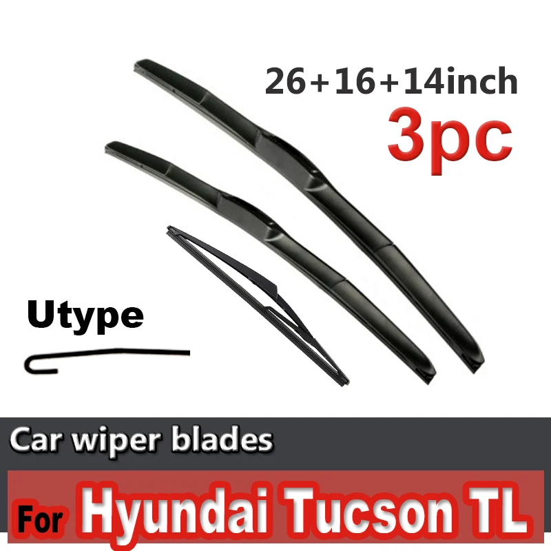 

Wiper Front & Rear Wiper Blades Set For Hyundai Tucson TL 2016 - 2020 Windshield Windscreen Window Brushes 26"16"14"