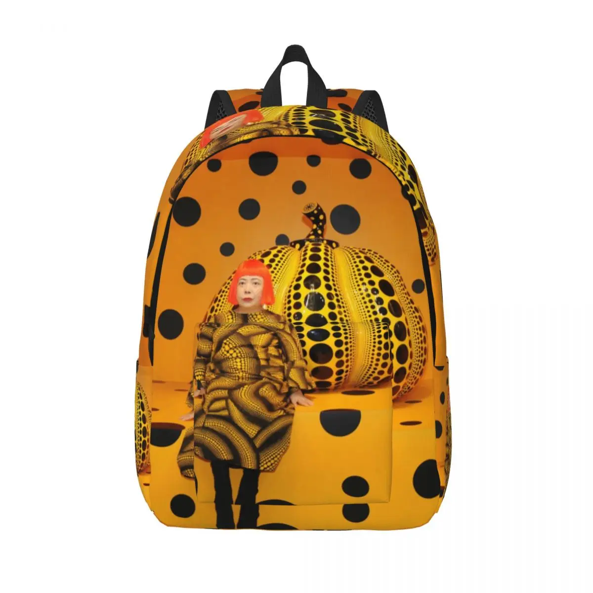 

Холщовый рюкзак для мальчиков и девочек с 3D принтом Yayoi Kusama, тыква, эстетические точки, школьные и дорожные сумки для колледжа, мужские и женские сумки для книг