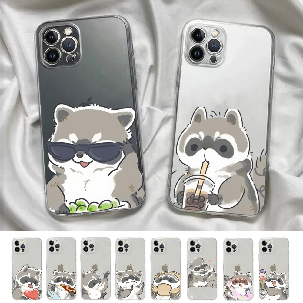 

Cartoon Lovely Raccoon Phone Case For iPhone 15 13 14 Pro Max XS XR 12 11 Pro 13 Mini 6 7 8 Plus Soft Clear Back Cover