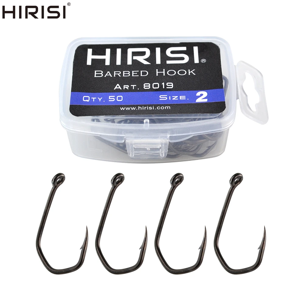 

50pcs Carp Fishing Hooks Barbed Pinpoint Claw Hooks PTFE Coating High Carbon Stainless Steel Eyed Fish Hooks 8019