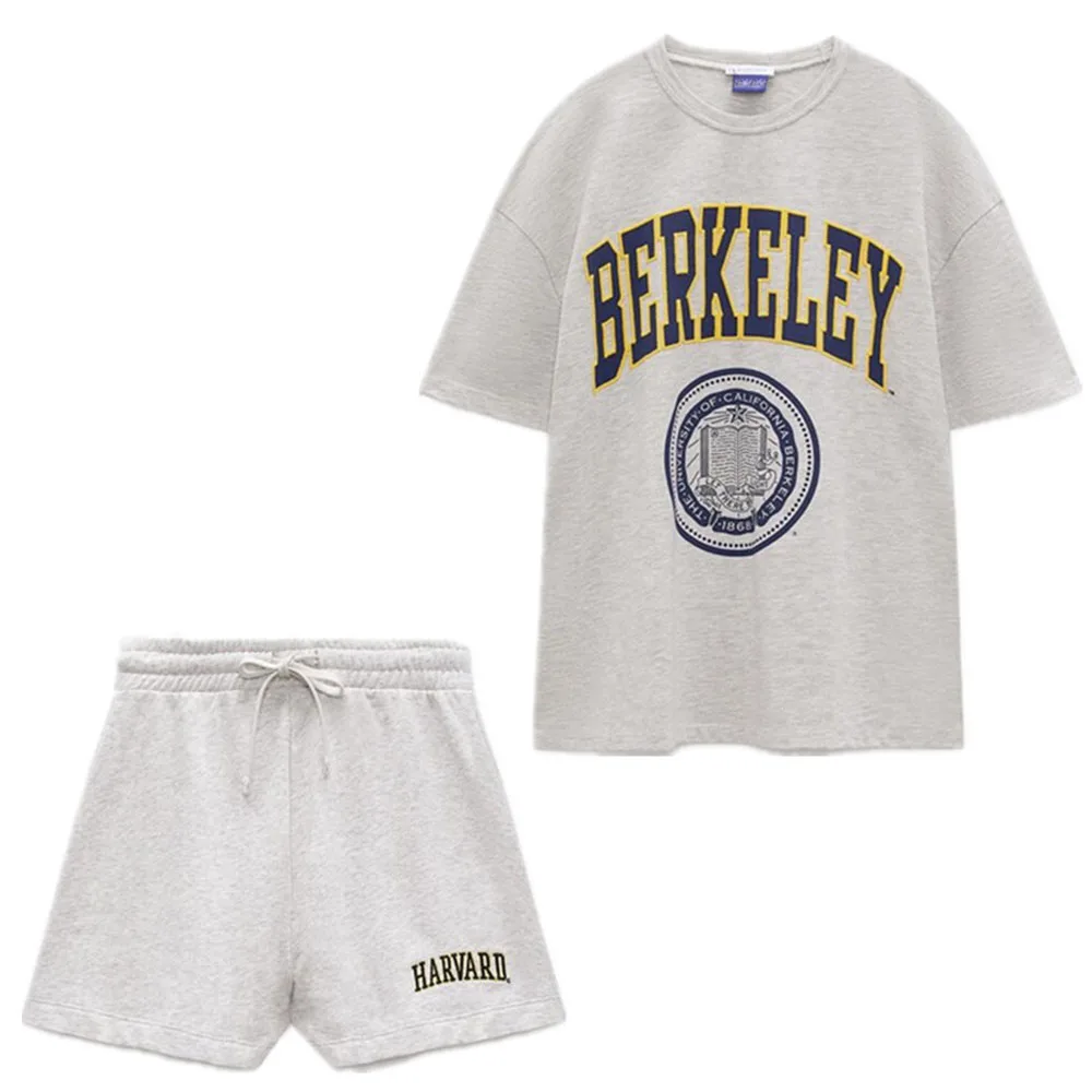 

Летняя новая повседневная женская одежда PB & ZA2022, модная свободная и удобная футболка с надписью и шорты