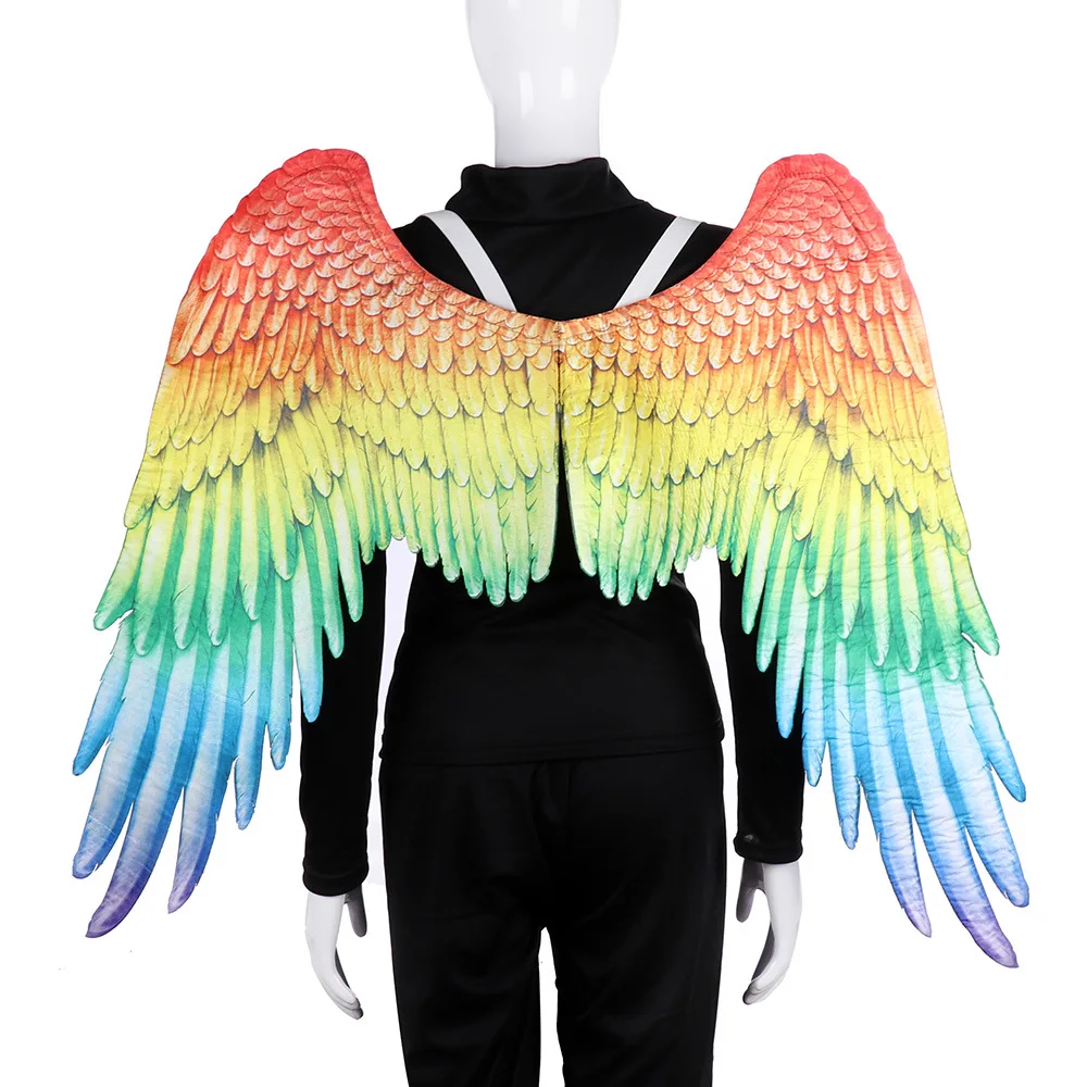 

Halloween parade decorated rainbow angel wings.