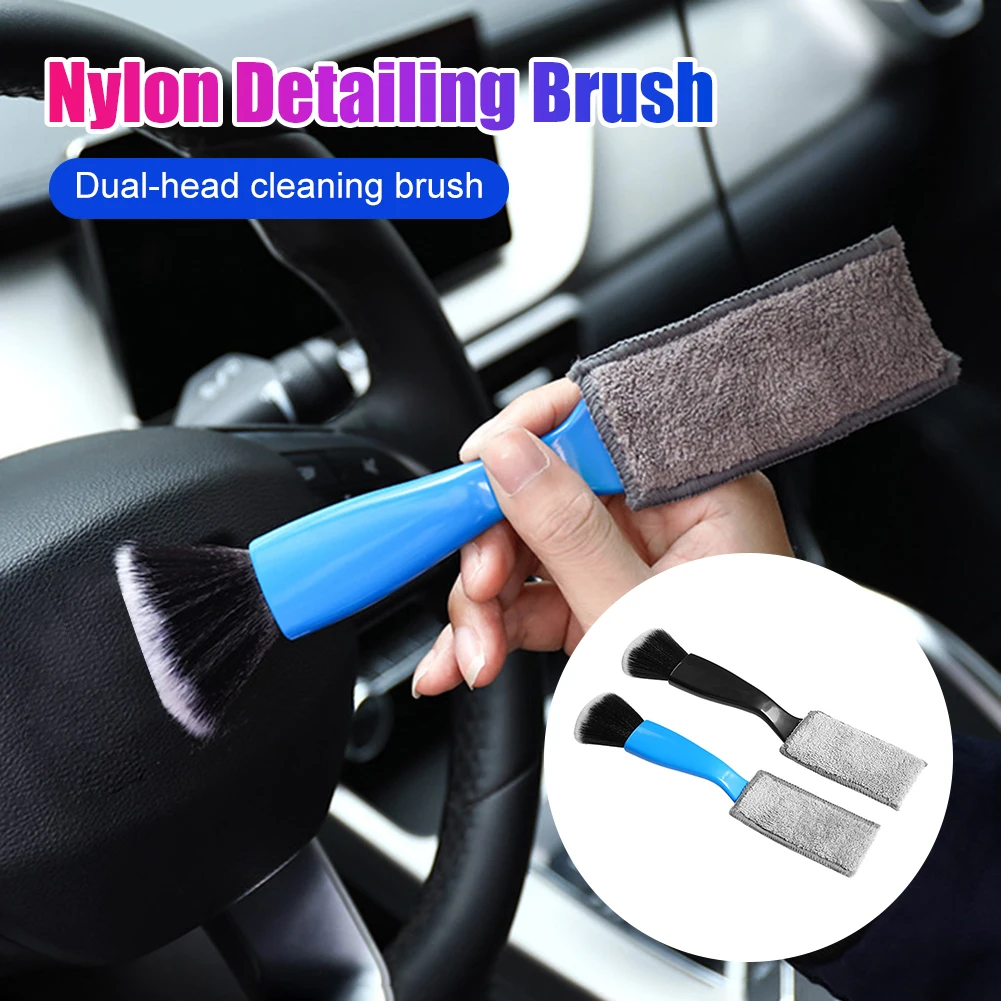 

Car Cleaning Brush Dual-Head Detailing Brush Auto Cleaning Kit Tool for Wheel Air Vents Interior Exterior Leather Car Cleaner