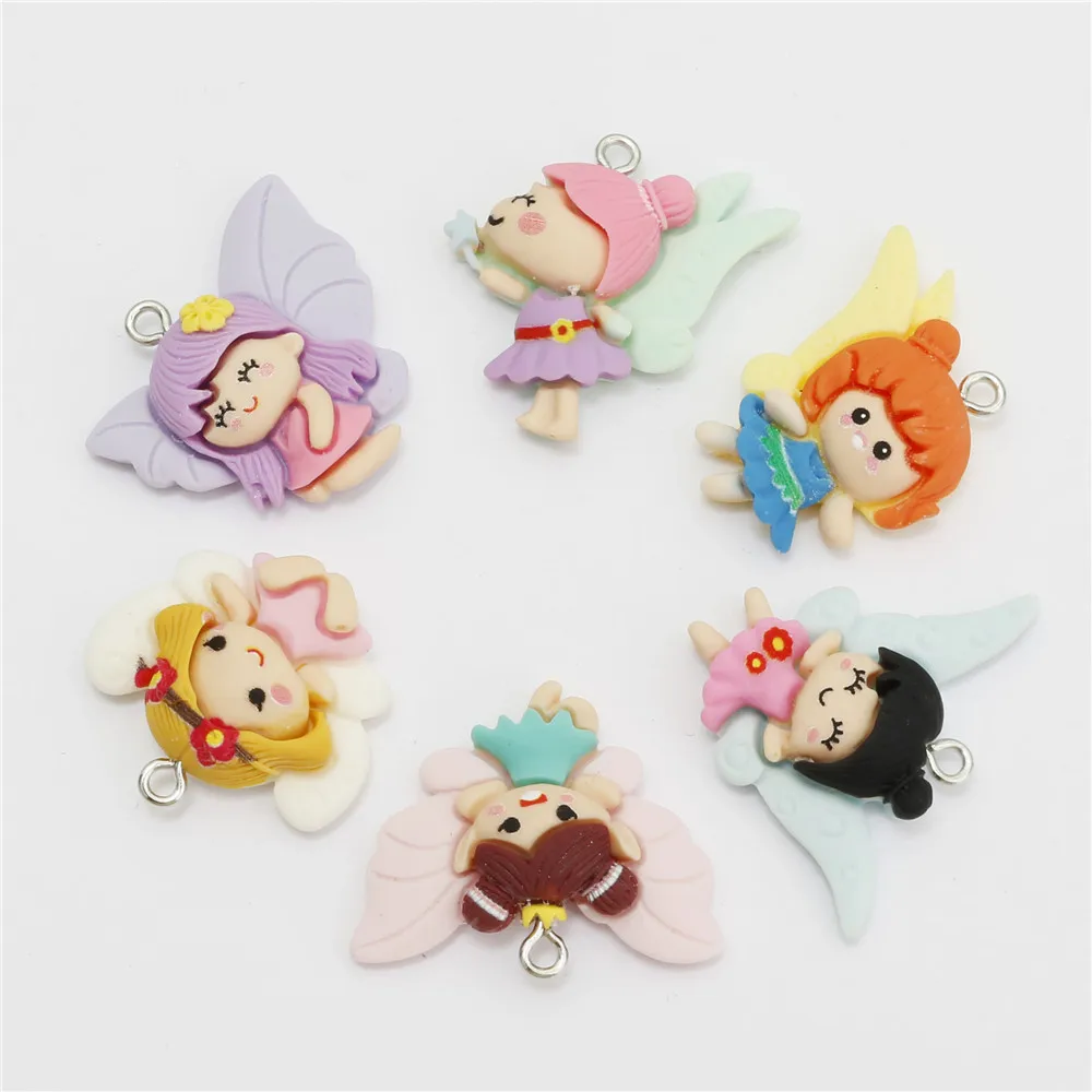 

10pcs Mixed Cute Cartoon Angel Resin Earring Charms Flat Back Cabochon for Necklace Earrings Jewelry Making Accessories