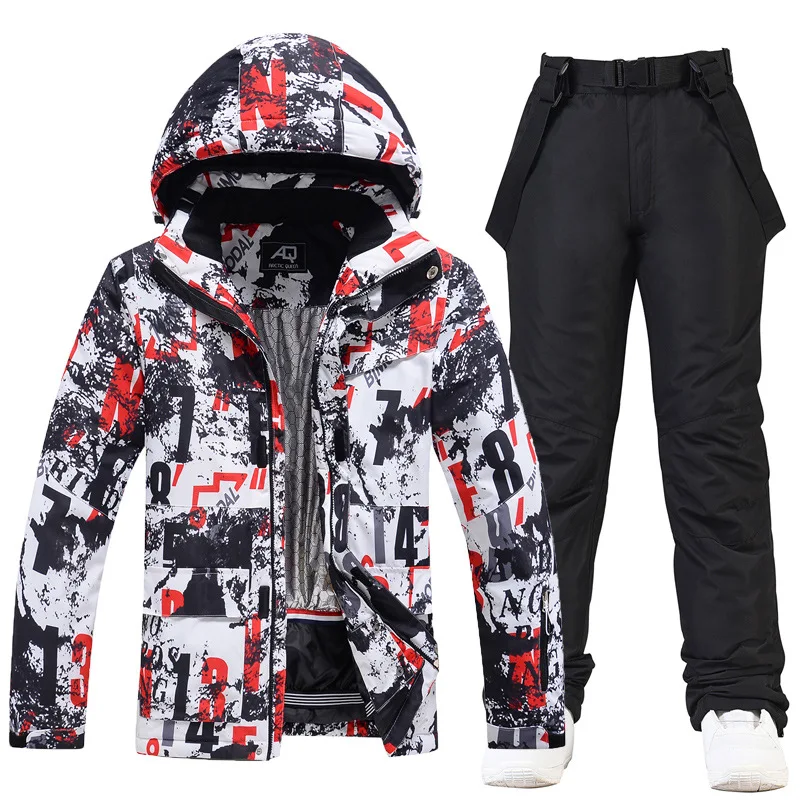 2022 New Fashion Snowboard Suit Men Wear -30 Warm Skiing Clothing Sets 10k Waterproof Outdoor Winter Costume Snow Jacket Male