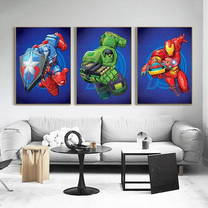 Супергерои Марвел карикатура Холст Картина Мстители Капитан Америка