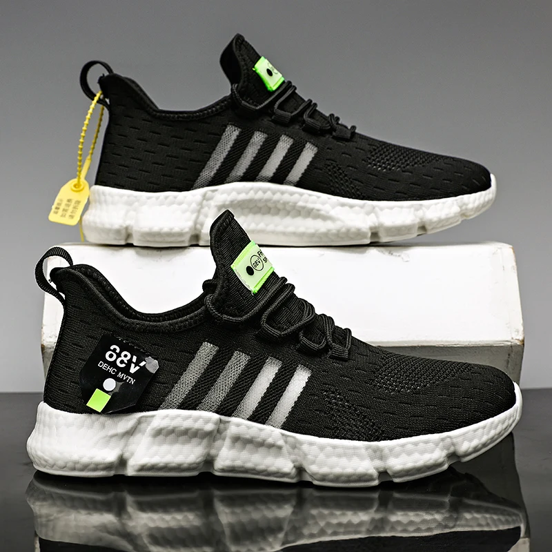 Running Shoes Men's Lightweight Casual Mesh Breathable Fluorescent Green Comfortable Jogging Men Sneakers Tenis Masculino