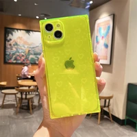 iphone 11 case neon square laser heart phone cover for 13 12 11 pro max soft liquid clear tpu for 7 8 plus x xr xs max anti drop