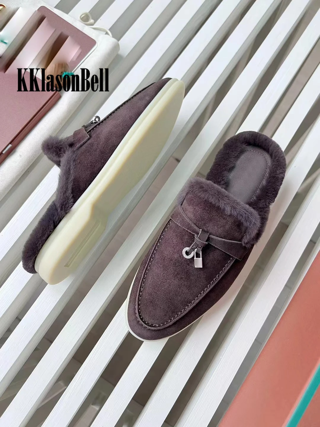 11 14 KKlasonBell тапочки из коровьей замши с бахромой на плоской подошве повседневные