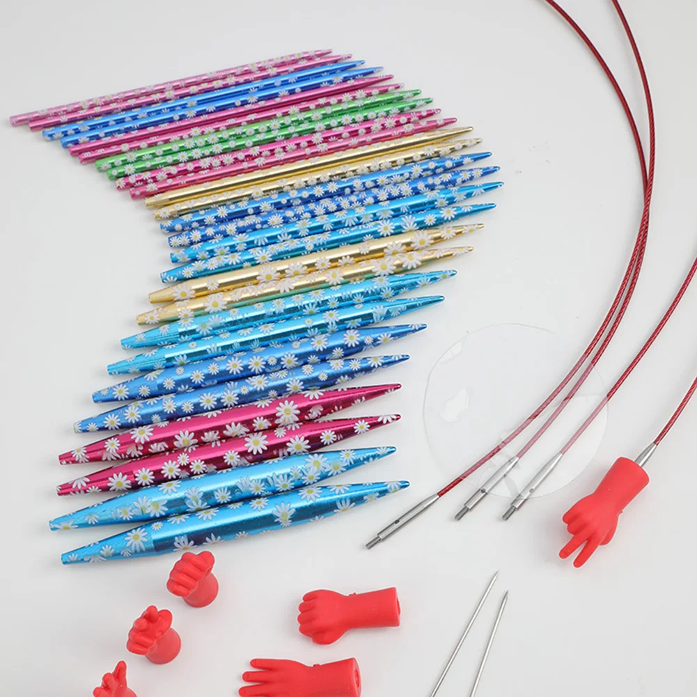 

Aluminum Circular Knitting Needles Kit Interchangeable Crochet Needles with Case for Any Crochet Patterns Yarns