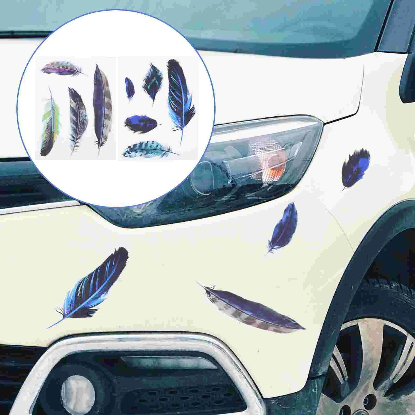 

2 Sheets Car Sticker Feathers Decals Window Vehicles Stickers Cars Applique