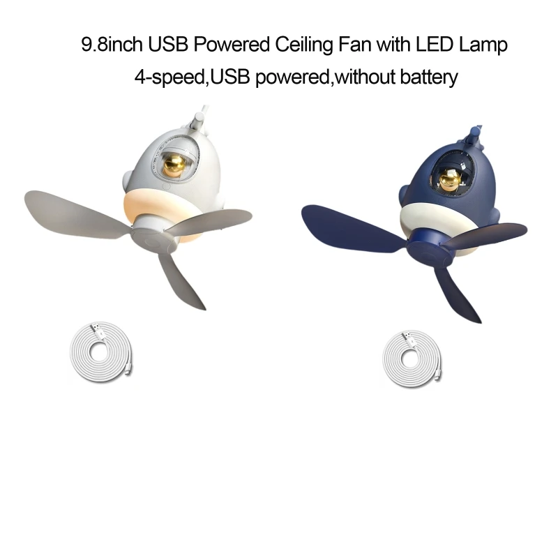 

Hanging LED Lamp Fans USB Powered Portable 4 Speed Charging Ceiling Fan with LED Night Light for Camping Travel