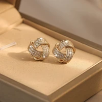 new korean fashion luxury delicate geometric zircon winding earrings banquet birthday gift women jewelry earrings 2022