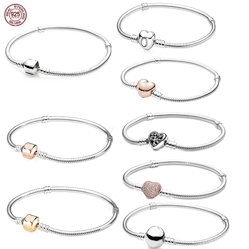 

Высококачественный Змеиный браслет из стерлингового серебра s925 для оригинального браслета из бисера, изысканный модный браслет для девоче...