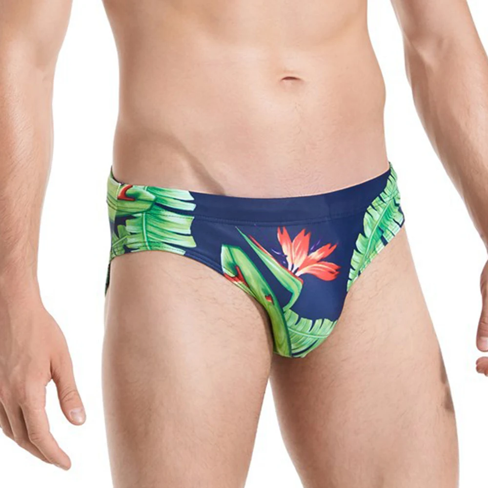 

Men's Panties Swimming Trunks Sexy Briefs Printed Low-Waist Shorts Cups Anti-Embarrassing Beach Shorts Male Beachwear