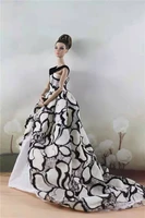 16 bjd doll clothes for barbie doll outfit white black floral elegant wedding party gown princess dress 11 5 dolls accessories